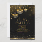 Invitation Vieux Hollywood Lustres Glam Sweet 16 ID1108 (Devant)