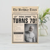 Invitation Vieux journal amusant Photo Custom 70e anniversair (Debout devant)