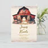 Invitation Vieux Mariage campagnard rustique de la grange rou (Debout devant)