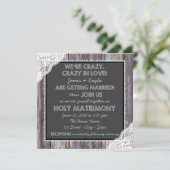 Invitation Vieux Mariage de tableau de bord rustique (Debout devant)