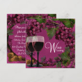 Invitation Vieux Monde Vintage Red Green Raisins Dégustation  (Devant / Derrière)