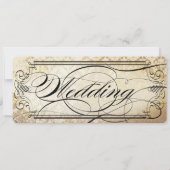 Invitation Vieux papier Billet Flourissant Mariage de typogra (Dos)