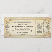 Invitation Vieux papier Billet Flourissant Mariage de typogra (Devant)
