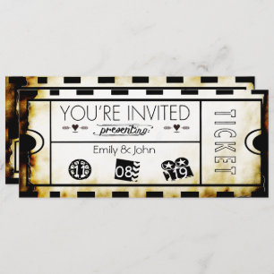 Invitation Vieux papier Billet Vintage Moderne Mariage de typ
