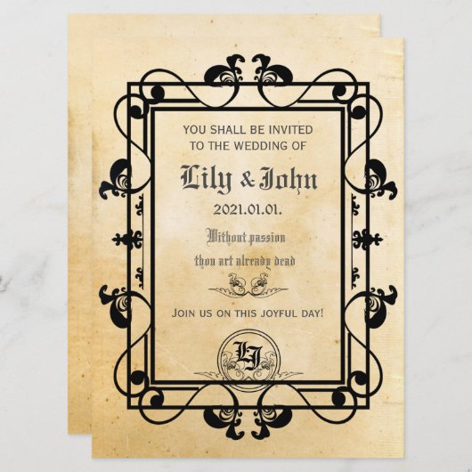 Invitation Vieux papier médiéval personnalisable (Devant / Derrière)