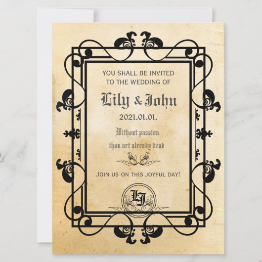 Invitation Vieux papier médiéval personnalisable (Devant)