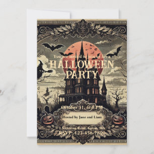 Invitation Vieux parti d'Halloween gothique Vintage victorien