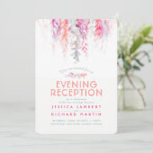 Invitation Vigne aquarelle corail rose vert soirée réception (Debout devant)