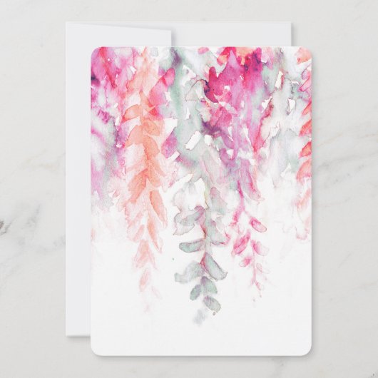 Invitation Vigne aquarelle corail rose vert soirée réception (Dos)