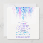 Invitation Vigne d'aquarelle bleu carré soirée réception (Devant)