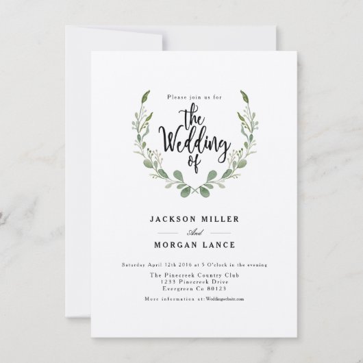 Invitation Vigne de verdure rustique | Kraft | Mariage aquare (Devant)