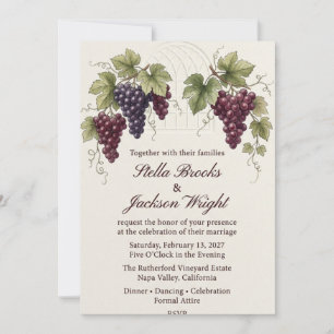 Invitation Vigne de vigne et arche aquarelle Mariage