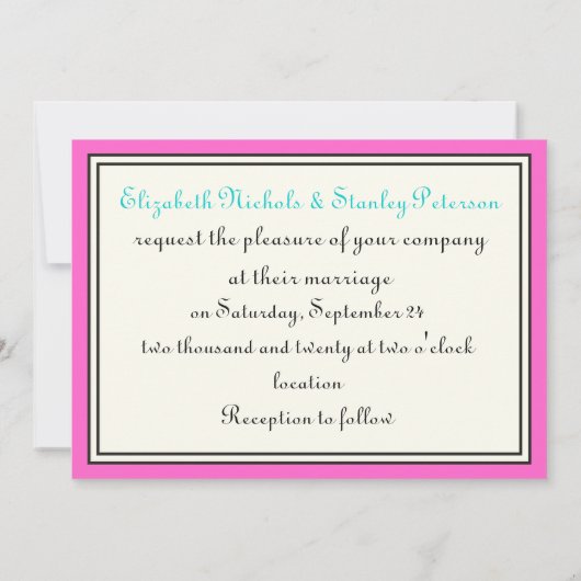 Invitation Vigne fleurie noir rose turquoise mariage (Dos)