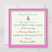 Invitation Vigne fleurie noir rose turquoise mariage (Dos)