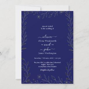 Invitation Vigne florale minimaliste moderne simple noir & bl