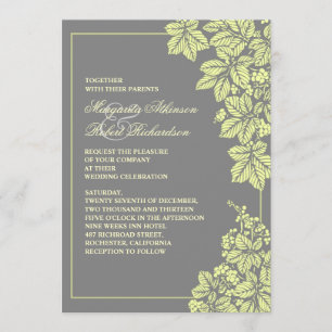 Invitation vigne ou jardin gris & jaune mariage invite