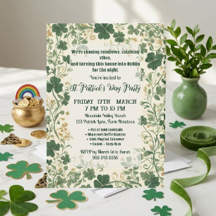 Invitation Vignes de trèfle vert Fête funky de la Saint-Patri