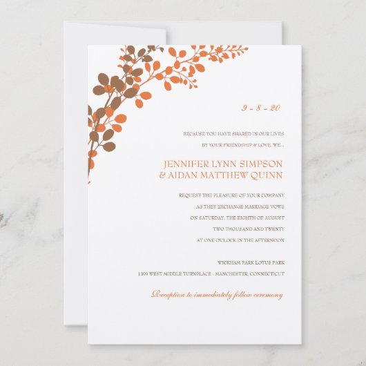 Invitation Vignes Exquises (Bronze & Orange) (Devant)