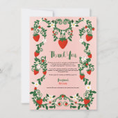 Invitation Vignes florales roses et rouges Merci mou aux frai (Devant)
