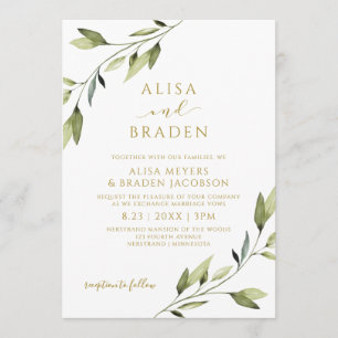 Invitation Vignes mariage Fairytale Verdure or Aquarelle