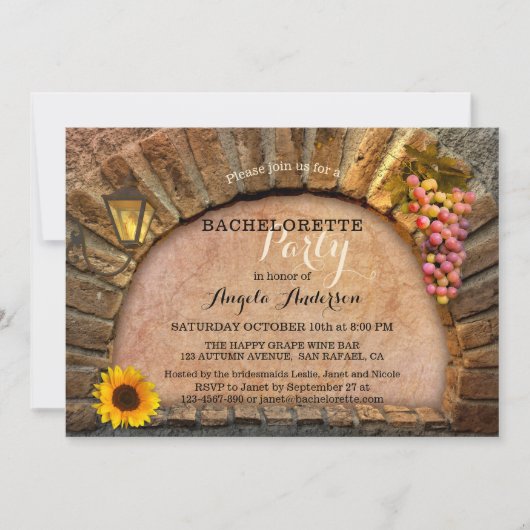 Invitation Vignoble à thème Vignoble Bachelorette Party Invit (Devant)
