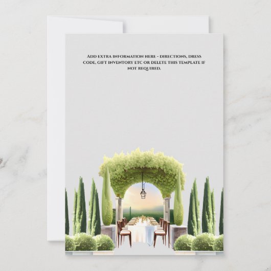 Invitation Vignoble al fresco dîner vert gris italien dîner (Dos)
