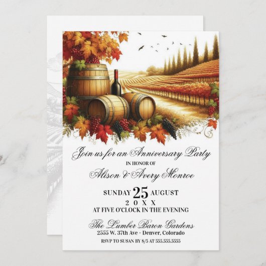 Invitation Vignoble d'automne (Devant / Derrière)