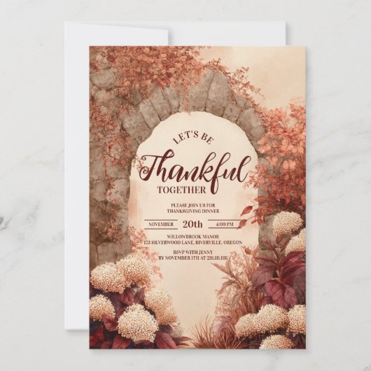 Invitation Vignoble d'automne Arc Thanksgiving Dîner (Devant)