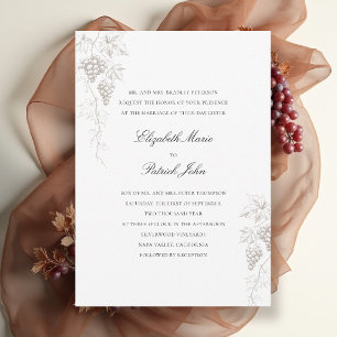Invitation Vignoble d'automne Mariage Moderne Classique Perle