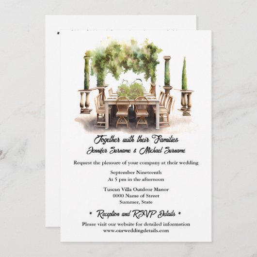 Invitation Vignoble de campagne aquarelle al fresco vignoble (Devant / Derrière)