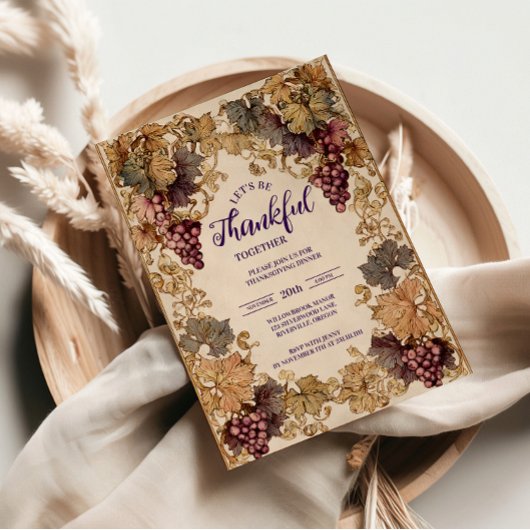 Invitation Vignoble d'or Thanksgiving Celebration