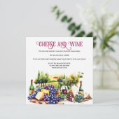 Invitation Vignoble du plateau de vin de fromage d'aquarelle (Debout devant)