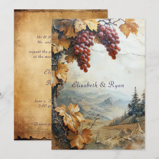Invitation Vignoble élégant de la campagne Raisin de vigne Ru