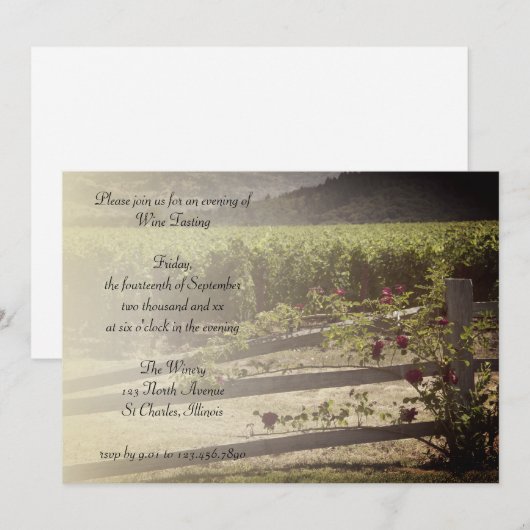 Invitation Vignoble et dégustation de vins Rose (Devant / Derrière)