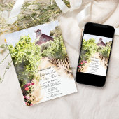 Invitation Vignoble et Mariage d'aquarelle de la grange rouge