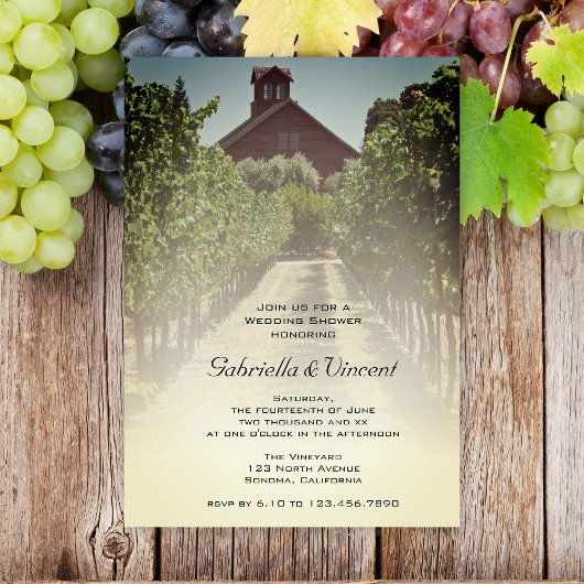 Invitation Vignoble et Wedding shower de la grange rouge