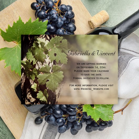 Invitation Vignoble Feuille de raisin naturel Enregistrer la