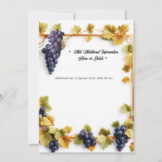 Invitation Vignoble mariage automne automne raisins vinerie é (Dos)