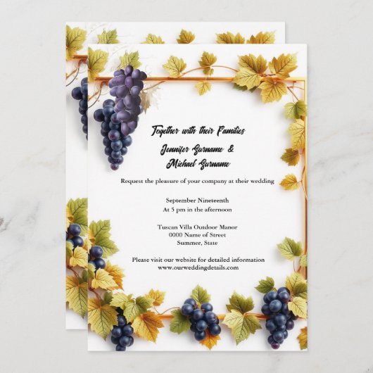 Invitation Vignoble mariage automne automne raisins vinerie é (Devant / Derrière)