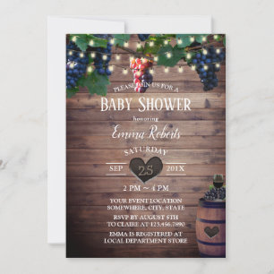 Invitation Vignoble rustique Baby shower de dégustation de vi