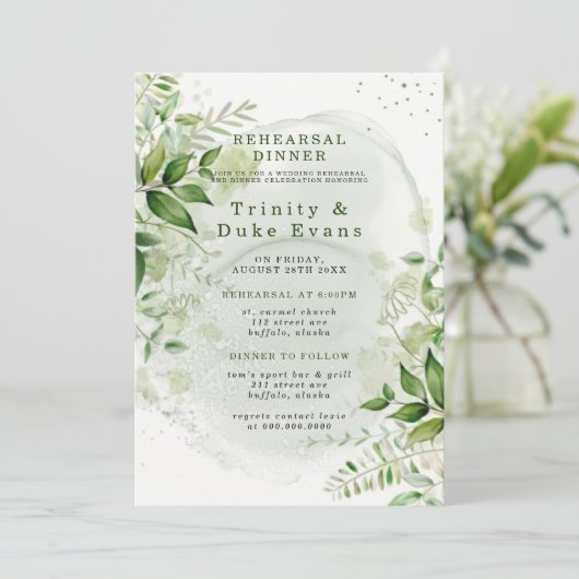 Invitation Vignoble Rustique Verdure Dîner De Répétition Blan (Debout devant)