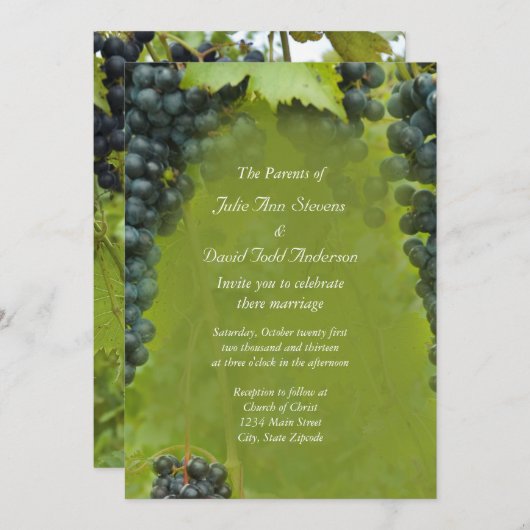 Invitation Vignoble thème Mariage (Devant / Derrière)