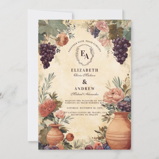 Invitation Vignoble toscan Célébration rustique (Devant)