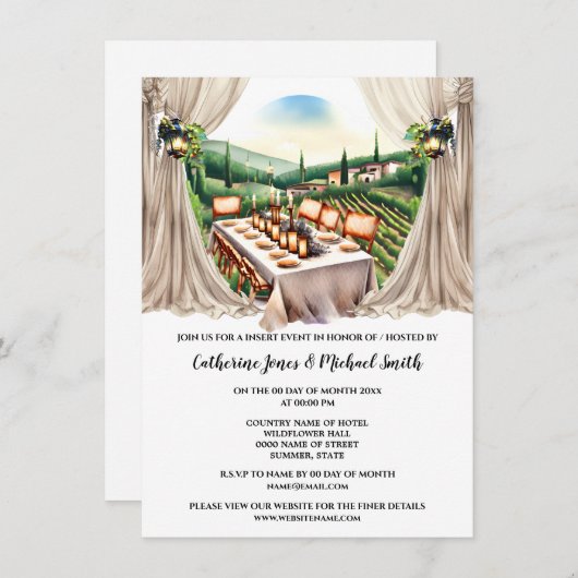Invitation Vignoble toscan ferme à vin mariage (Devant / Derrière)
