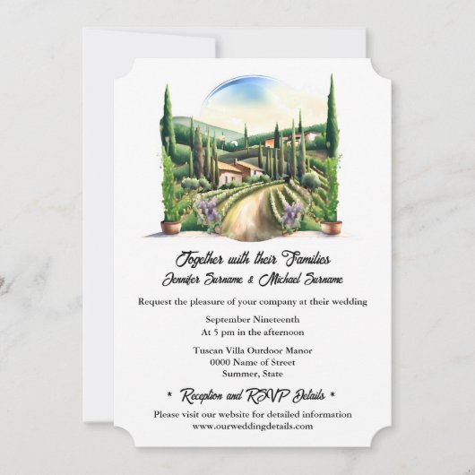 Invitation Vignoble Toscane maisons paysager ferme viticole (Devant)