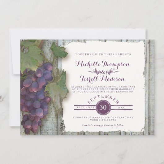 Invitation Vignoble Vignoble Vignoble Mariage de automne à th (Devant)