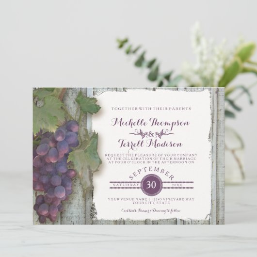 Invitation Vignoble Vignoble Vignoble Mariage de automne à th (Debout devant)