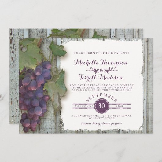 Invitation Vignoble Vignoble Vignoble Mariage de automne à th (Devant / Derrière)
