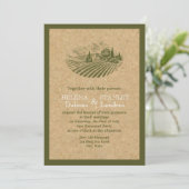 Invitation Vignoble vintage et liège beige, mariage rouge (Debout devant)