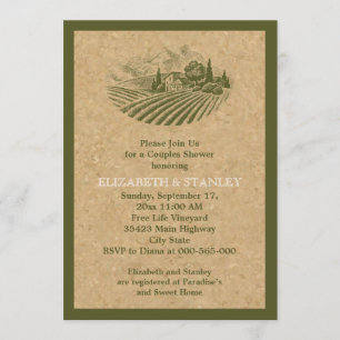 Invitation Vignoble vintage et liège mariage couples douche